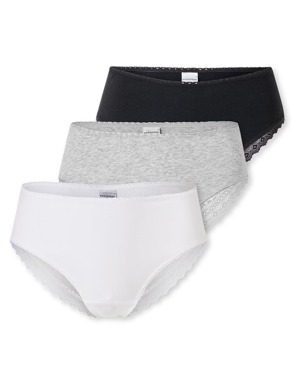 Schiesser Damen 3 Pack Brazilian Slip Unterwäsche mit Spitze - Modern Multipacks