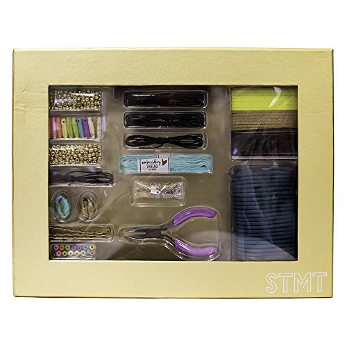 STMT DIY Leather Jewelry Kit by Horizon Group Usa, Create 5 Unique Vsco Girl Leather Jewelrypiece. Metallic Beads, Suede Cording, Spike Beads, Shells Included