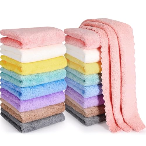 Blinddarm Washcloths, 20 Pack Multicolour Wash Cloths for Bathroom, Spa, and Gym Towel, 10 x 10 Inch Face Towels Microfiber Soft Hand Towel
