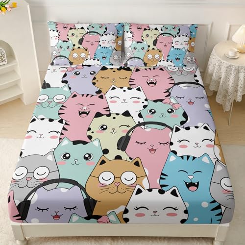 Drap-housse chat de qualité supérieure avec taies pour lit simple - 3