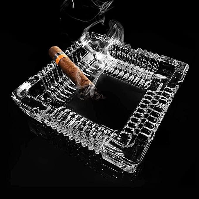 VOIDROP Rectangle Heavy Glass Crystal Ashtray For Indoor, Ash Tray For Smoking, Stylish Home Decor