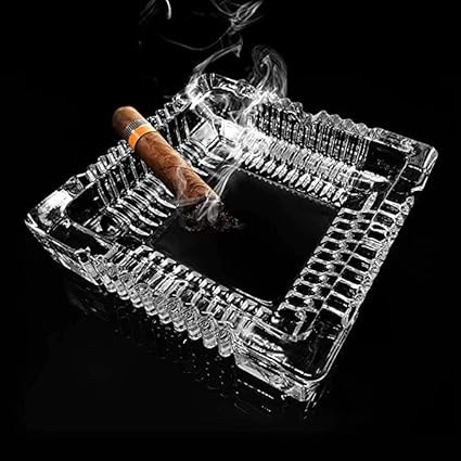 VOIDROP Rectangle Heavy Glass Crystal Ashtray For Indoor, Ash Trays For Smoking For Home, Ashtray For Cigarette Stylish, Ashtray For Home, Car Ashtray, New Glass Ashtray, Home D cor Astray For Office