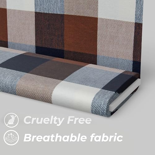 Image of BIGREAMS Premium 100% Cotton Checkered Unstitched Shirt Fabric For Men's - 0% Color Fade, Summer Shirt Piece, Breathable Fabric, 150 CM WIDE