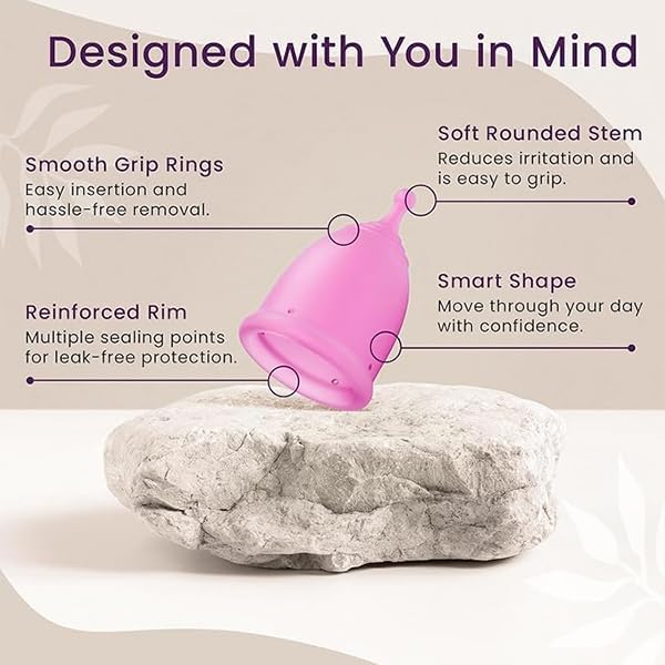 Miniatura 4 de Daily Care - Taza menstrual reutilizable para mujer, silicona suave, a prueba de fugas y cómoda, con bolsa de almacenamiento, cuidado femenino