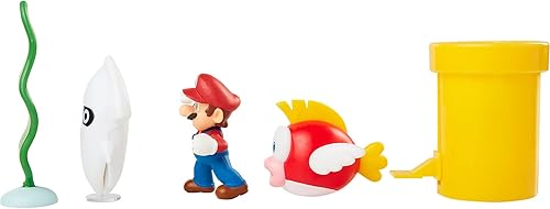 Miniatura 3 de Nintendo Super Mario Underwater - Juego de diorama de figura subacuática de 2.5 pulgadas, incluye: Mario, Cheep-Cheep, Blooper, tubo mecánico de