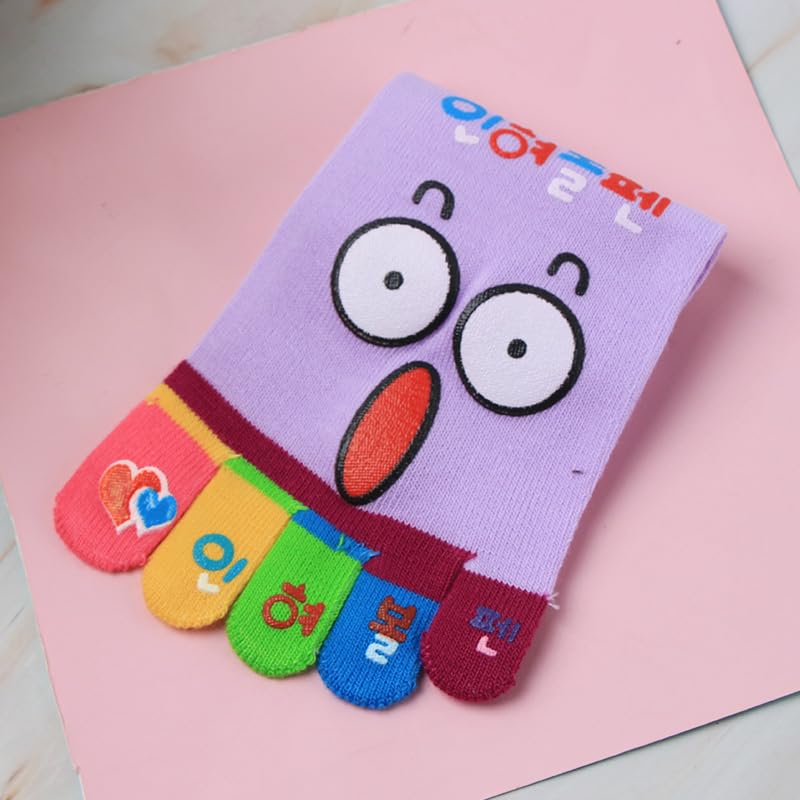 Image of 5Pcs Cute Fall Winter Stockings Women's Socks Hosiery Expression Pattern Graphic Toe Socks