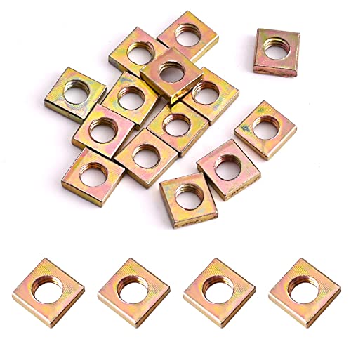 Hegebeck Square Nuts M6x10x3mm Carbon Steel Quadrate Nuts Metric Coarse Thread Assortment Kit Color Zinc Plated 100Pcs