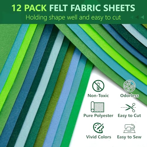 Image of 12 Rolls 8 inchx35 inch Large Stiff Felt Sheets, 1mm Felt Fabric Sheet for Crafts
