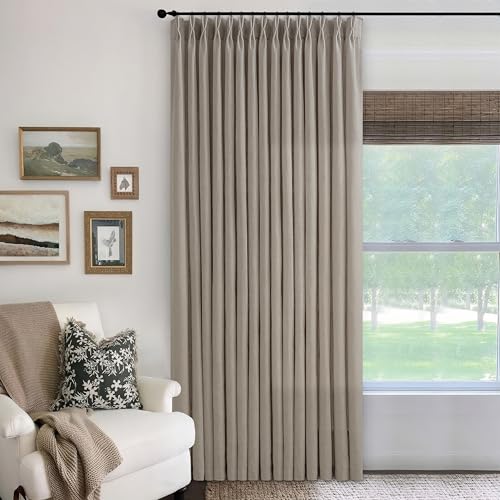 Image of Extra Wide 100 Inch Width Curtains 96 Inches Long Pinch Pleated Taupe
