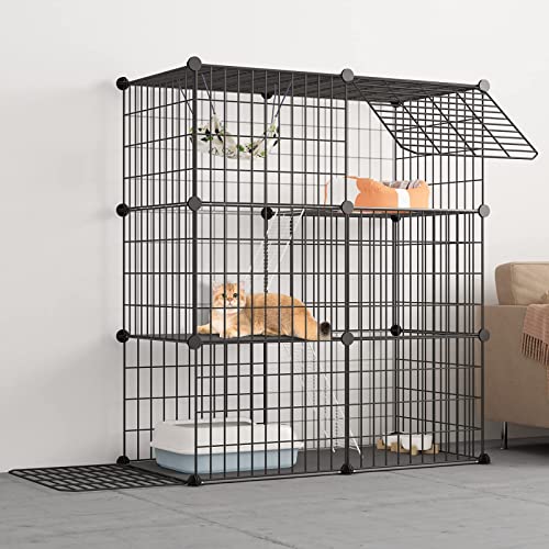 Eiiel 3-Tier Cat Cage Indoor Removable Kennels Detachable Metal Wirecat Playpen Crate Large Exercise Place Ideal For 1-2 Cat #TOP1