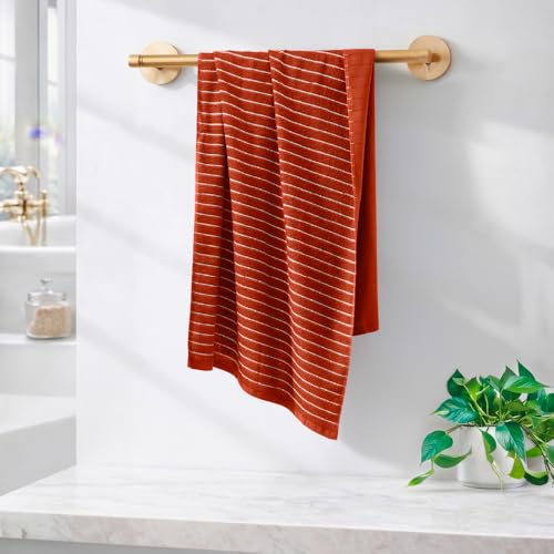 Image of Welspun 100% Cotton Towels for Bath | Towels for Bath Large Size | Welspun Bath Towel - Soft & Absorbent | 250 GSM | 1 Piece Bath Towel for Men /Women | Dobby Solid | 70 cms x 150 cms - Rust