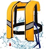 Chaquetas Life Inflación automática 150N Nylon Hebilla ajustable Vest de natación con tiras reflectantes y silbato Tubo adicional Agua portátil Vida salvavidas para adultos, niños, sin cilindros