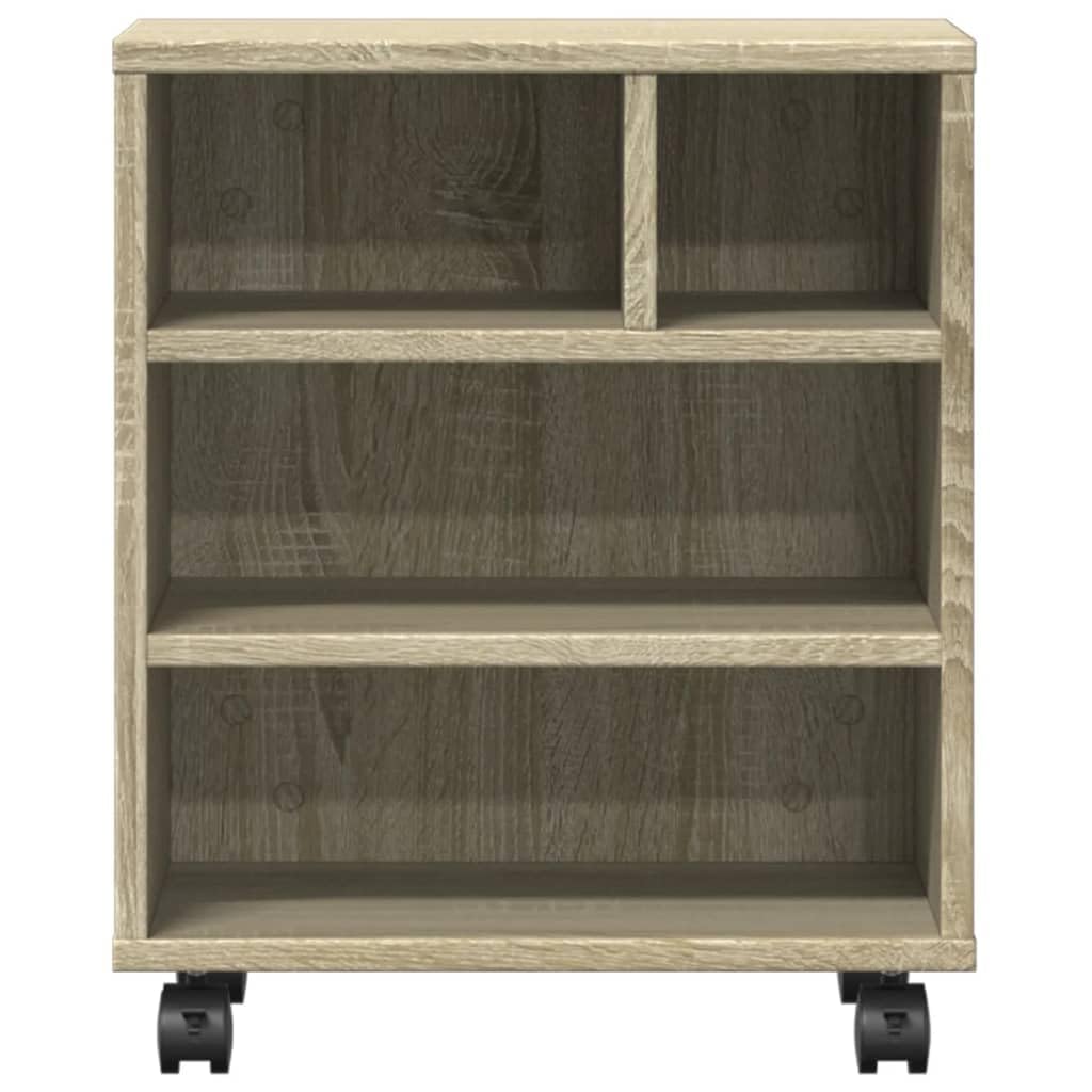 Druckerständer mit Rollen Sonoma-Eiche 41x32x48 cm mobiler Druckertisch mit Stauraum und Ablagefach für Büro Homeoffice Arbeitszimmer als Regal Beistelltisch fahrbar stabil