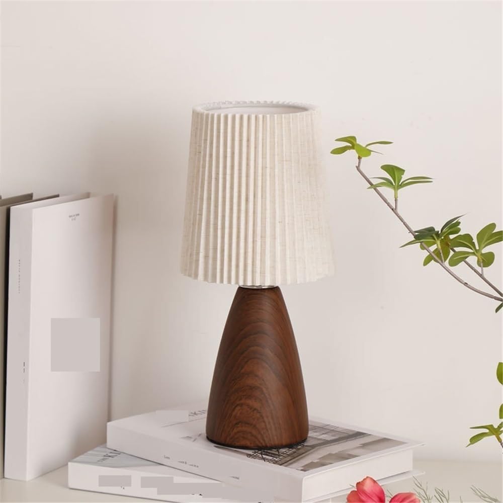 Lampy stołowe Lampa stołowa z plisowanym kloszem, zabytkowa ceramiczna lampka nocna do gabinetu(Natural)