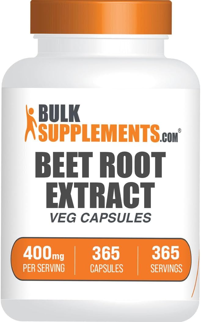 BulkSupplements.com Beet Root Extract Capsules - Superfood Supplement, Beet Root Supplement - Vegan & Gluten Free, 1 Capsule per Serving (400mg), 365 Count (Pack of 1)