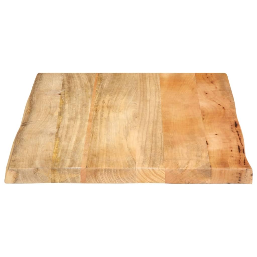 Piano da tavolo in legno massiccio con bordo ad albero, 70 x 60 x 2,5 cm, finitura naturale in legno di mango, piano di lavoro rustico per scrivania e tavolo da pranzo, unico