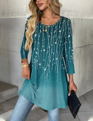 Image of Zeagoo Women Tops 3 /4 Sleeve Dressy Casual Plus Size Tunics Loose Blouses