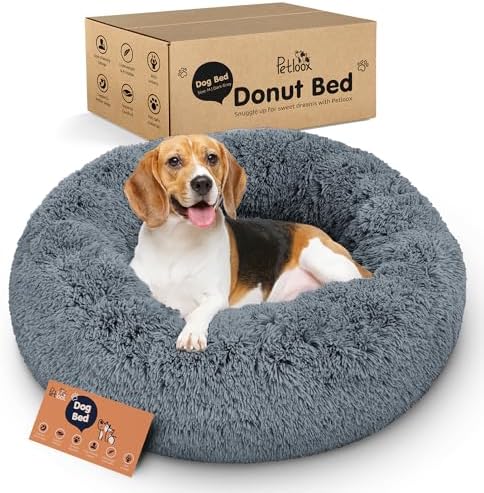 Donut Dog Bed - Premium Comfort for Anxiety Relief - Fluffy & Cal...