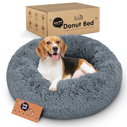 Donut Dog Bed - Premium Comfort for Anxiety Relief - Fluffy & Cal...