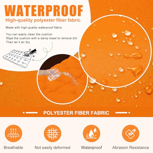 Image of Porch Swing Cushions Outdoor 40 inch x 40 Waterproof Swing Cushions 3 Seater Replacement with Backrest & 8 Ties 5 inch Thick Bench Swing Cushions for Outdoor Furniture Patio(Orange)