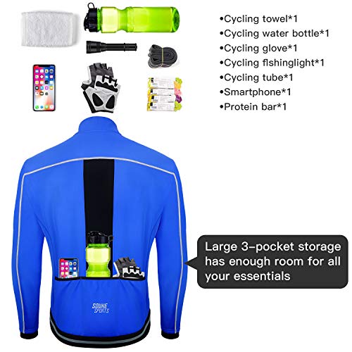 Souke Sports Jaqueta masculina de ciclismo de inverno, à prova de vento, resistente à água, corta-ve