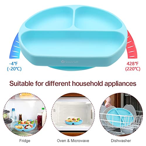 Image of SNOWIE SOFT 5pcs Silicone Tableware Kit for Baby Foodgrade Silicone Tableware Kit Baby Plate & Bowl with Sucker, Cup, Spoon, Bib Food Grade Silicone BPA-Free Dishwasher & Microwave Safe Baby Product