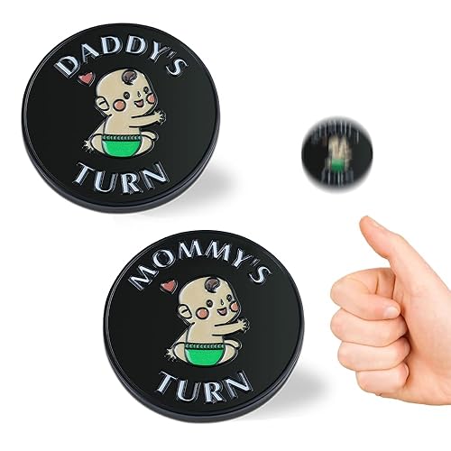 Juego de 2 piezas de regalo para bebés, moneda de decisión de nuevos padres, regalos de bebé de madera para niños y niñas, regalos de embarazo para