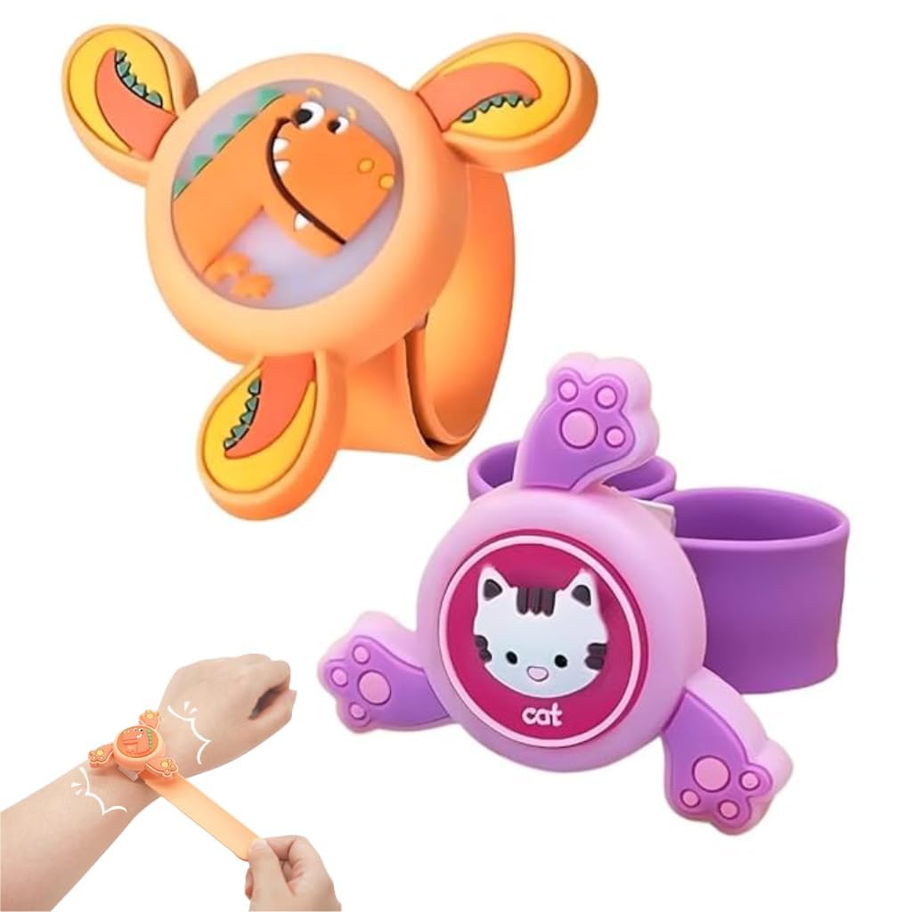 Storio Pack of 2 Rakhi for Brother Kids | Wrist Band for Boys and Girls Spinning Slap Band Cute Cartoon Bracelet Wrist Band with LED Light Up, Great Birthday Return Gift Toys for Kids Boys Girls 4