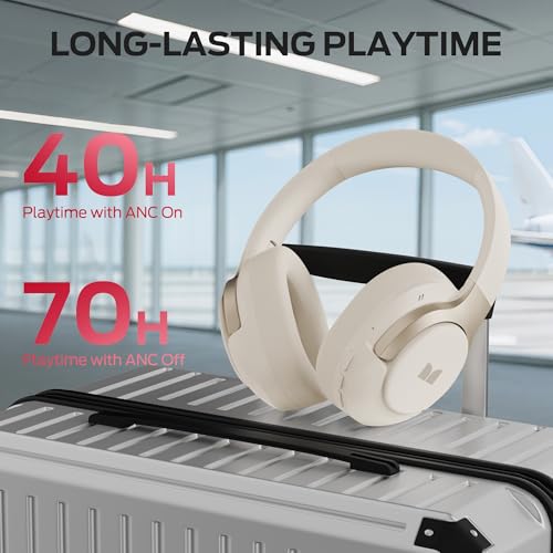 Image of Monster Persona 5th ANC-Wireless Bluetooth Over-Ear Headphones with Microphone, 70H Playtime, Bluetooth 6.0, Comfortable and Foldable Design (Beige)