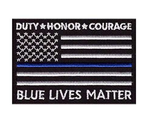 Iron On Blue Line Duty Honor Courage Blue Lives Matter Us Flag Police Patch Bl04 #TOP5