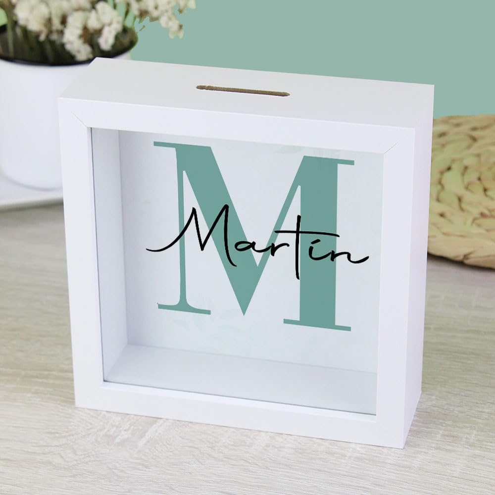 Hucha Personalizada con Inicial y Nombre Madera Regalo Pareja Niño niña
