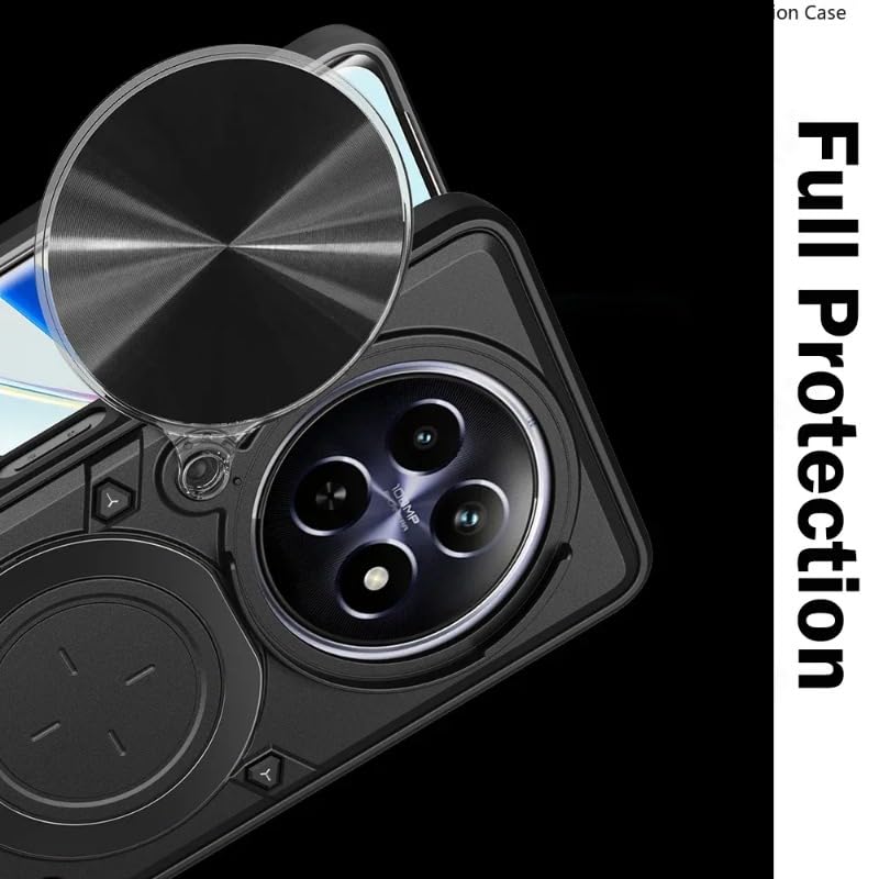 Image of Designerz hub Oppo F29 5G Back Case | Hybrid Case with 360 Degree Rotating Finger Ring Holder + Slider Shutter Camera Protection Case for Oppo F29 5G- Blue