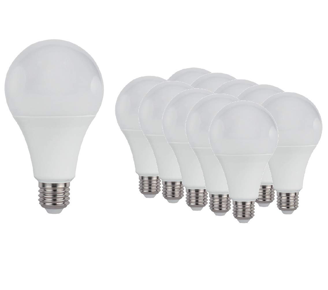 Promopack x 10 pz lampadina led globo A65 E27 18w attacco grande sfera basso consumo energetico luce fredda naturale calda (Luce Naturale)
