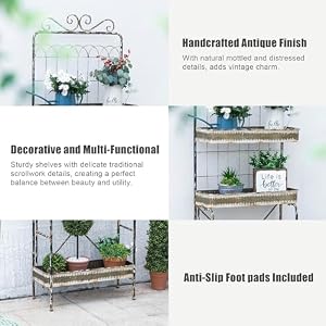 glitzhome 68" H Farmhouse Garden Planter 3 Tiers Metal Display Plant Stand Storage Shelf Indoor Outdoor Floor Standing Storage Organizer Rack glitzhome 68 H Farmhouse Garden Planter 3 Tiers Metal Display Plant Stand Storage Shelf Indoor Outdoor Floor Standing Storage Organizer Rack