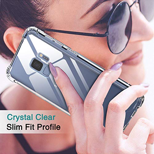 LeYi Funda Samsung Galaxy S9 con [2-Unidades] 3D Curvo Pet Pantalla,Cristal Transparente Shockproof Carcasa Ultra Silicona PC y TPU Slim Gel Bumper Antigolpes Cover Case para Movil S9, Clear
