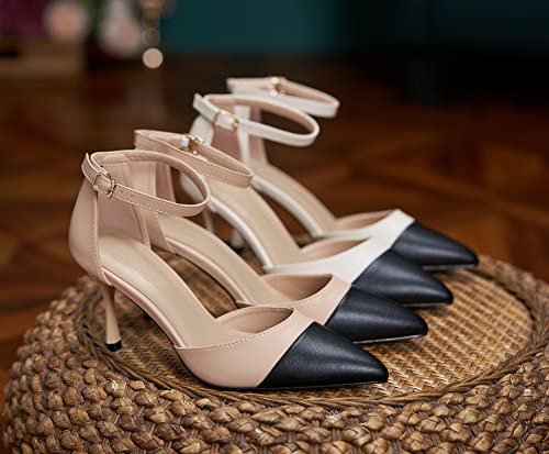 YooPrettyz Women Two Tone Evening Pumps Chic D’Orsay Heels High Heels Pointed Toe Office Or Party High Heels4