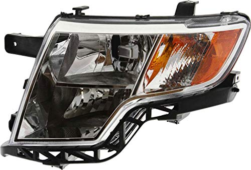 Evan-Fischer Headlight Assembly Compatible with 2007-2010 Ford Edge Halogen Chrome Interior Driver Side