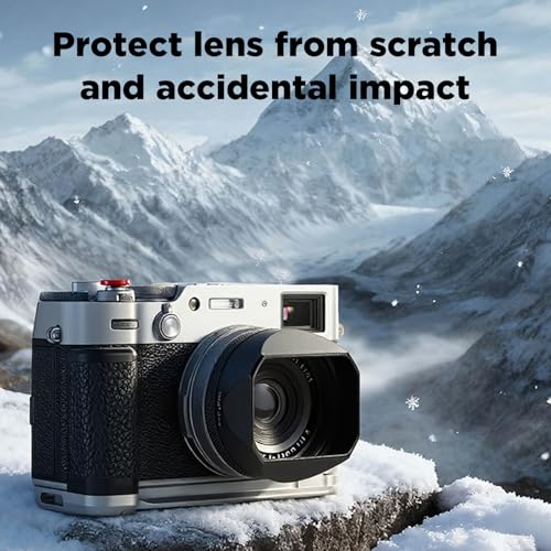 Image of Haoge X100VI Square Metal Lens Hood for Fujifilm Fuji X100VI Camera Accessories Black with 49mm UV Filter Adapter Ring LH-X54B