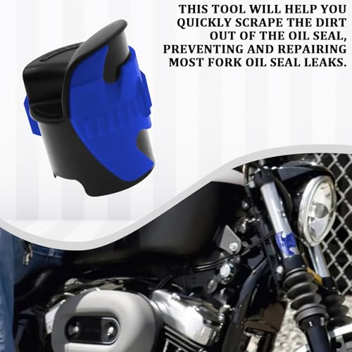 Image of 2 PCS Motorcycle Dirt Bike Fork Saver Seal Cleaner Tools, Motorcycle Front Fork Oil Level Seal Removal Tool Clean Driver, Fork Shock Absorber Repairing Maintenance Tool Set (Blue)