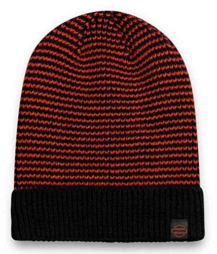 Harley-Davidson Women s Woven B&S Knit Beanie Cap - Orange & Black 97633-21VW