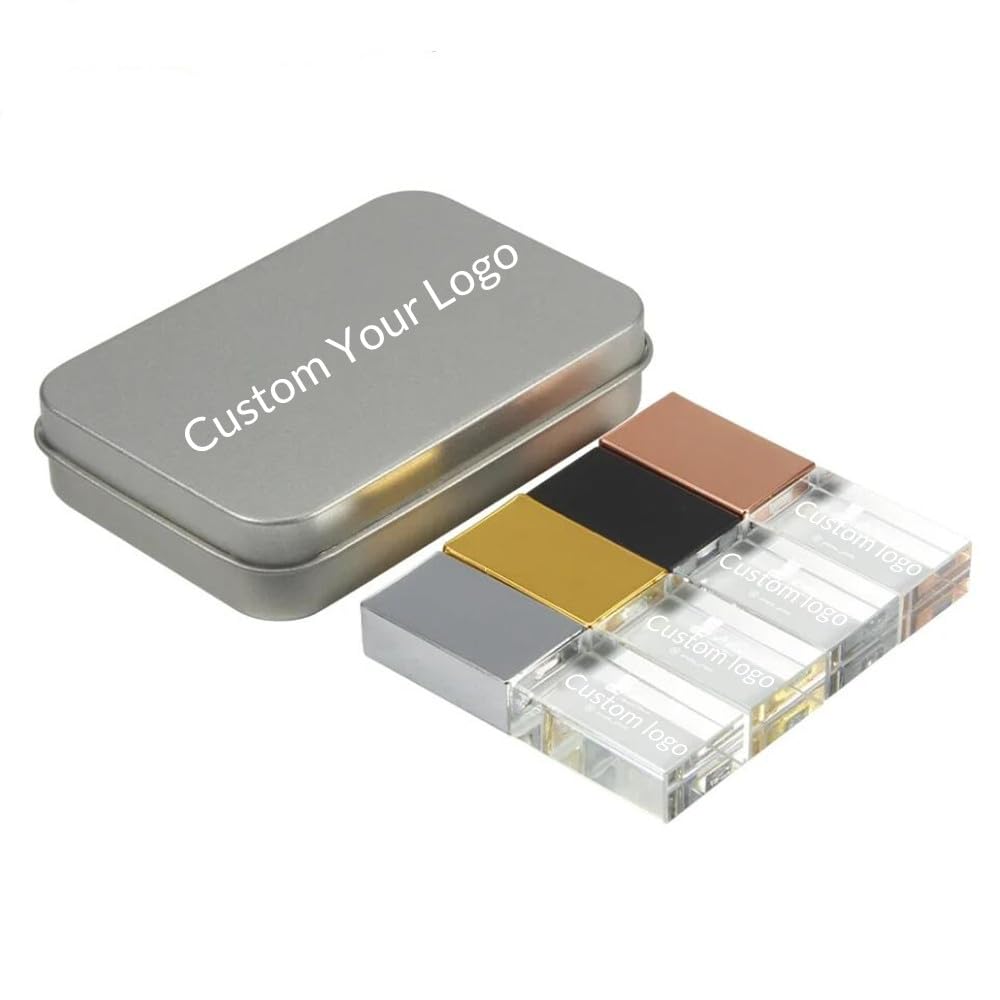 Customizable Glass USB 3.0 Flash Drive With Photo/Logo – Elegant Gift Box, Silver Finish 4 thumbnail image