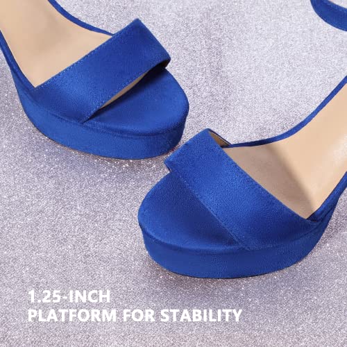 IDIFU Women's Platform Chunky High Heel Sexy Sandals Ankle Strap Open Toe Heeled Shoes for Wedding Party Evening2