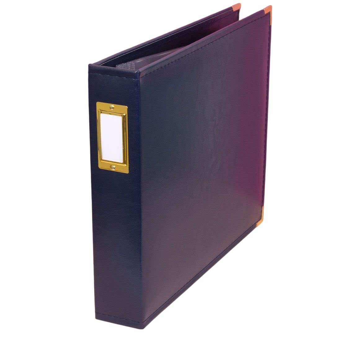 Craftelier - Album ad anelli in ecopelle e 5 buste da 30,5 x 30,5 cm (12" x 12") | Sistema 3 anelli metallici argento a D e porta etichette | Dimensioni 33,02 x 38,1 x 7,62 cm - Colore blu marino