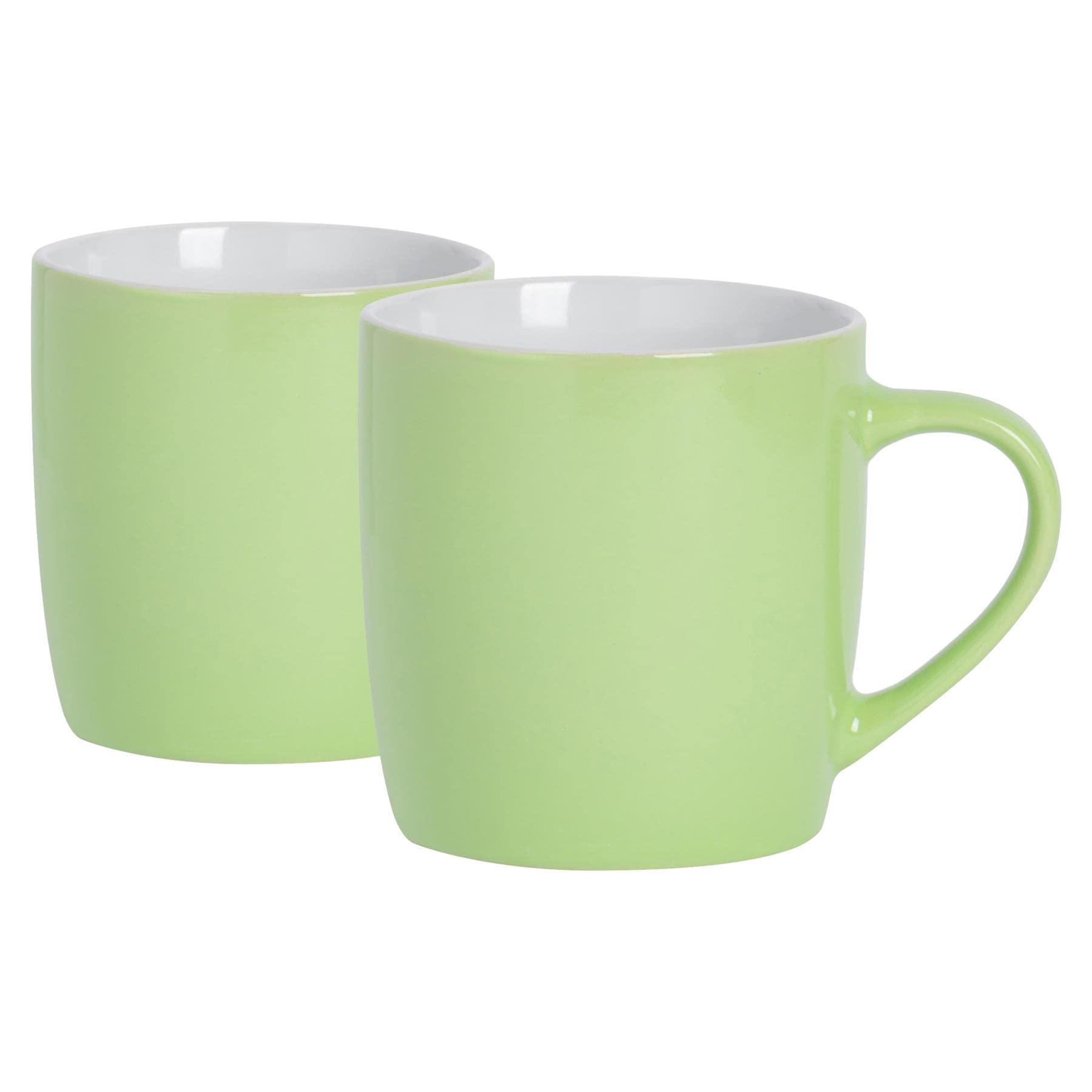 Argon Tableware Coloured Coffee Mugs - Green - 350ml - Pack of 2 - Gloss Ceramic Stoneware Latte Cappuccino Cups Hot Chocolate Cups Colourful Mug Set with Handle โ image 1