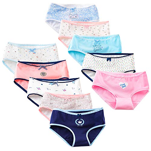 Kidear Jeunes Filles Coton sous-vêtements 10 pièces Culotte Adolescente Fille Taille Basse Culotte (M (CN)-FR(34), Style2) Cover