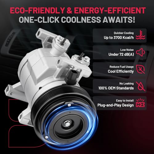 BDFHYK 198305 Air Conditioning A/C Compressor with Clutch Compatible with Jeep Wrangler JK 2018, Wrangler 2012-2017, V6 3.6L, Compatible with Ram 1500 V6 3.6L 2013