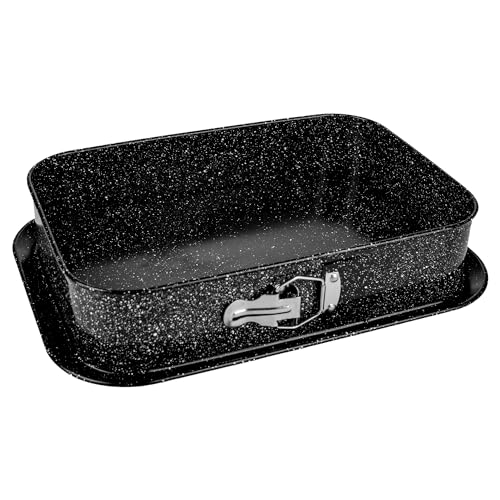 KARL HAUSMANN Molde rectangular con revestimiento antiadherente, borde alto, fácil de limpiar, para tartas, color negro (35 x 24 cm)