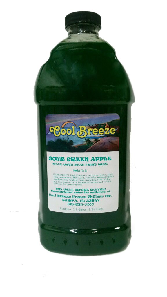 Coolbreeze Beverages Ready to Use Slush Mix - 1/2 Gal Bottle - Sour Green Apple