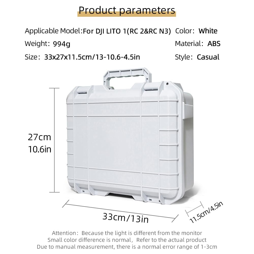 Mallette de transport rigide antidéflagrante pour DJI Lito X1 et Lito1:mallette en ABS résistante à la compression, étanche et antichoc, dotée d'une doublure amortissante et d'une bandoulière (Blanc)