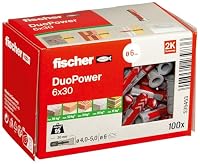 fischer DuoPower 6 x 30, Universaldübel, leistungsstarker 2-Komponenten-Dübel, Kunststoffdübel zur Befestigung in Beton, Ziegeln, Stein, Gipskarton uvm., ohne Schrauben, 100 Stück – Ansicht 1